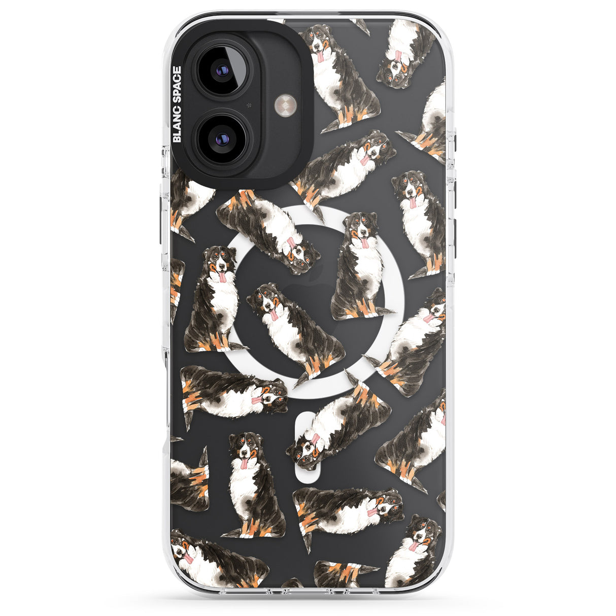 iPhone 16 Pro Max Bernese Mountain Dog Watercolour Dog Pattern Black Impact Phone Case