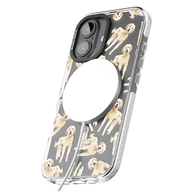 iPhone 16 Pro Max Goldendoodle Watercolour Dog Pattern Black Impact Phone Case