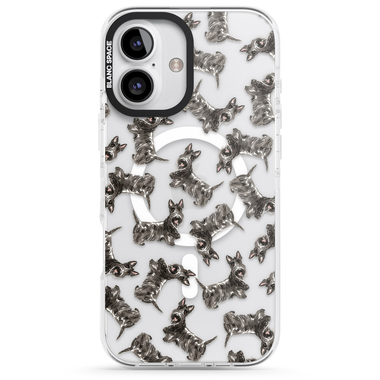 iPhone 16 Pro Max Scottish Terrier Watercolour Dog Pattern Black Impact Phone Case