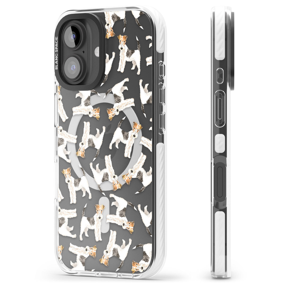 iPhone 16 Pro Max Wire Haired Fox Terrier Watercolour Dog Pattern Black Impact Phone Case