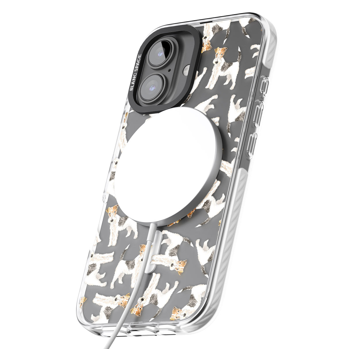 iPhone 16 Pro Max Wire Haired Fox Terrier Watercolour Dog Pattern Black Impact Phone Case