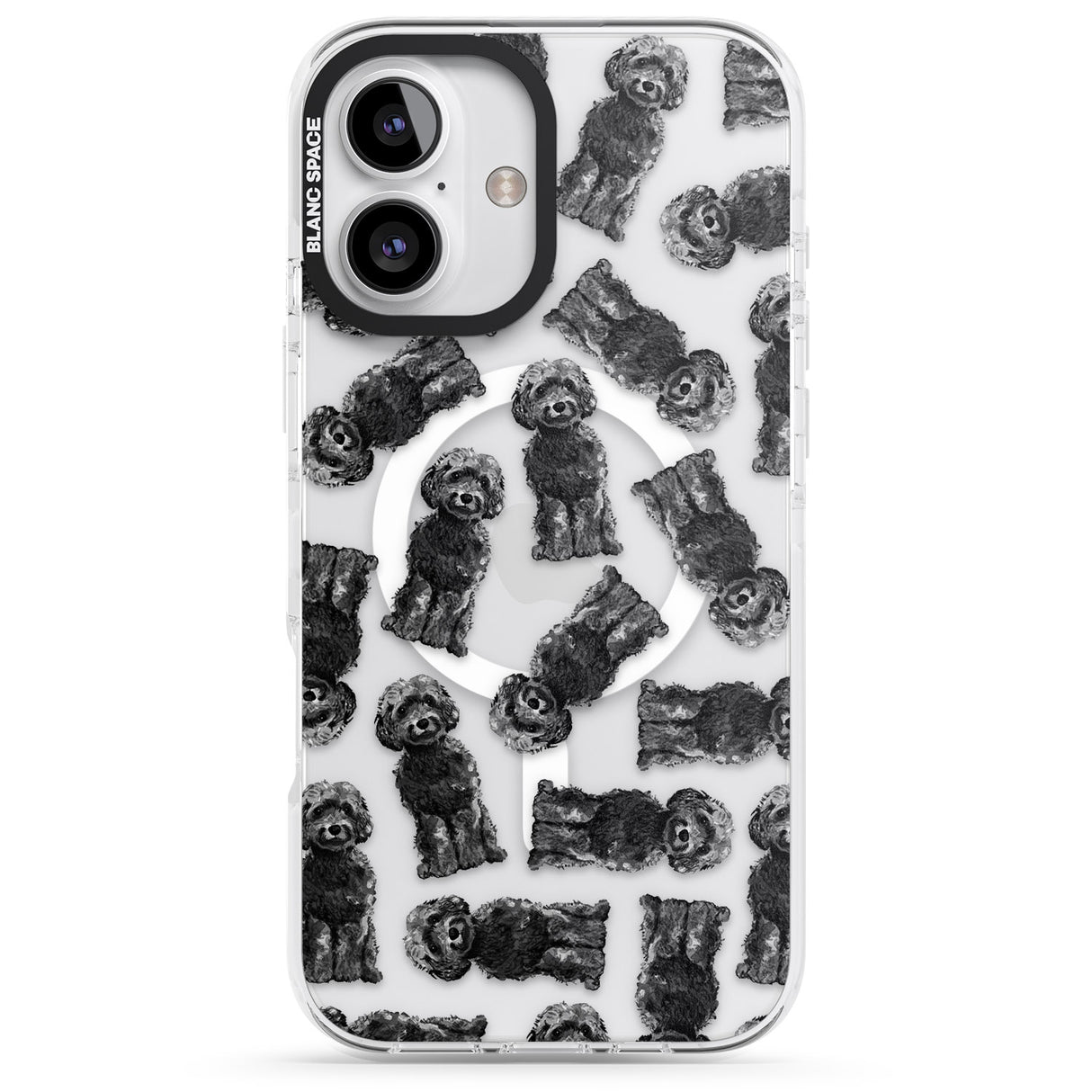 iPhone 16 Pro Max Cockapoo (Black) Watercolour Dog Pattern Black Impact Phone Case