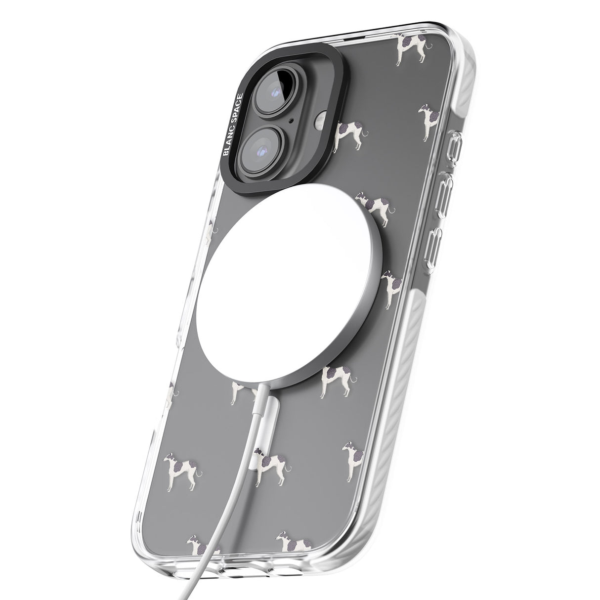 iPhone 16 Pro Max Greyhound Dog Pattern Clear Black Impact Phone Case