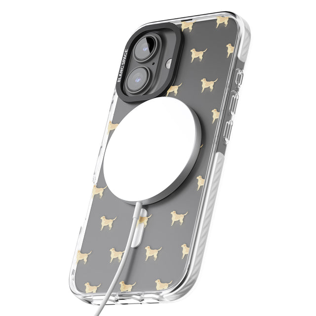 iPhone 16 Pro Max Tan Labrador Dog Pattern Clear Black Impact Phone Case