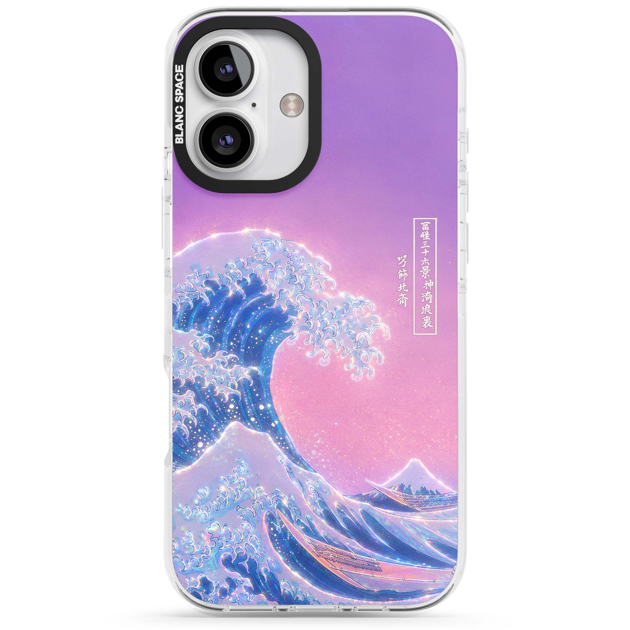 The Great Opal Wave Japanese iPhone case featuring Hokusai's great wave in iridescent pastels with lilac sky and Mou | Impact Magsafe case for iPhone 16, iPhone 16 Plus