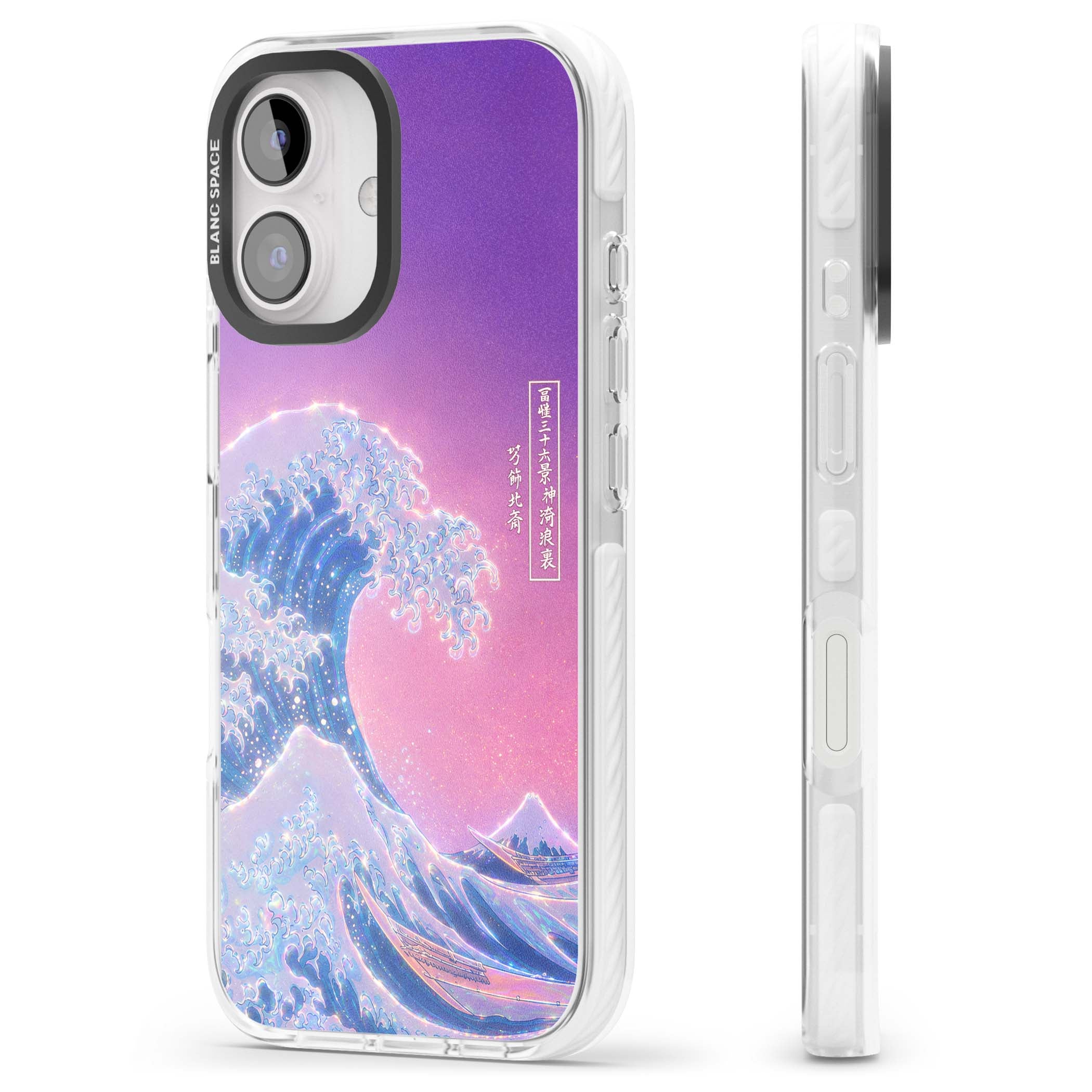 The Great Opal Wave Japanese iPhone case featuring Hokusai's great wave in iridescent pastels with lilac sky and Mou | Impact Magsafe case for iPhone 16, iPhone 16 Plus