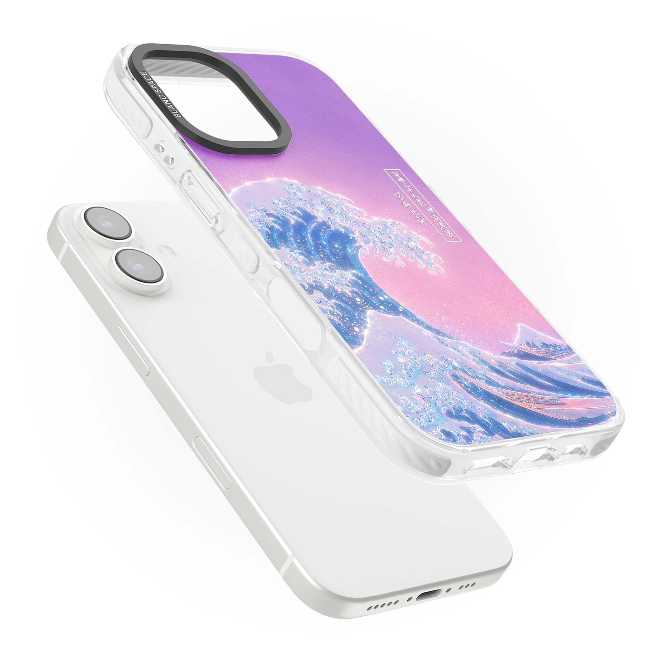 The Great Opal Wave Japanese iPhone case featuring Hokusai's great wave in iridescent pastels with lilac sky and Mou | Impact Magsafe case for iPhone 16, iPhone 16 Plus