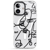 iPhone 16 Pro Max Abstract Continuous Line Faces Black on Clear Black Impact Phone Case