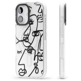 iPhone 16 Pro Max Abstract Continuous Line Faces Black on Clear Black Impact Phone Case