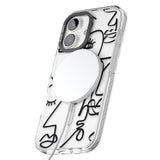 iPhone 16 Pro Max Abstract Continuous Line Faces Black on Clear Black Impact Phone Case