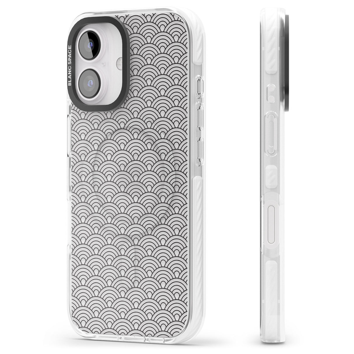 iPhone 16 Pro Max Abstract Lines: Scalloped Pattern Black Impact Phone Case