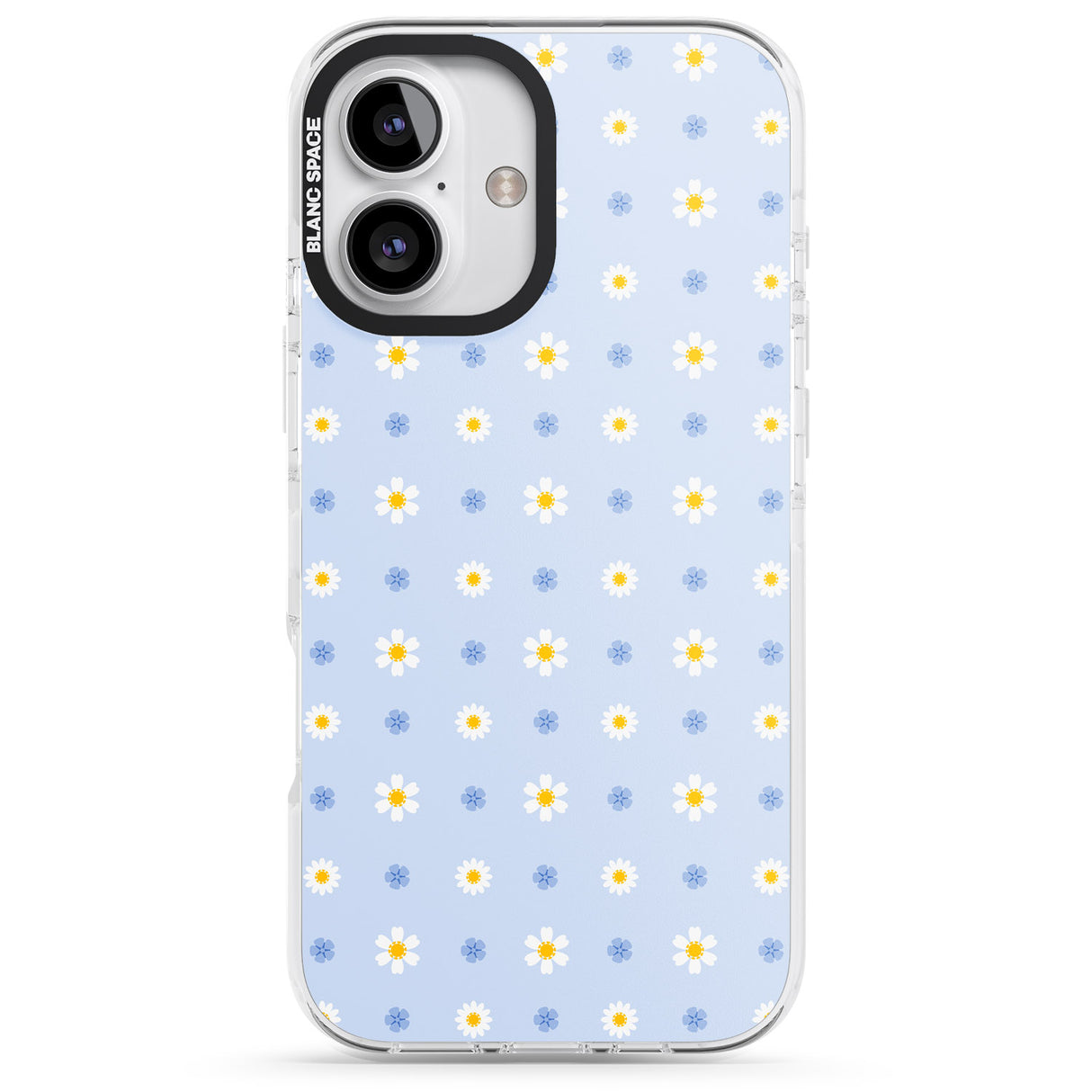 iPhone 16 Pro Max Pale Blue Daisies Black Impact Phone Case