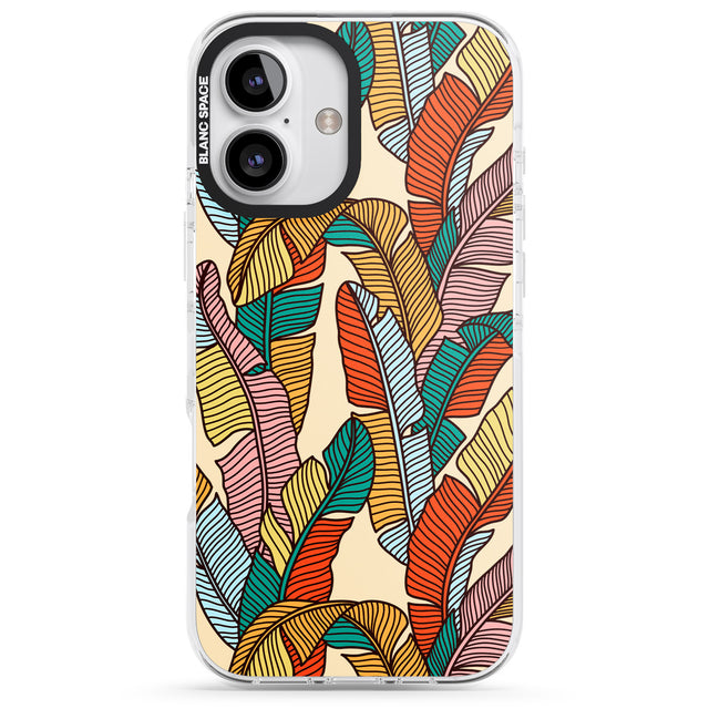 iPhone 16 Pro Max Pastel Palm Leaves Black Impact Phone Case