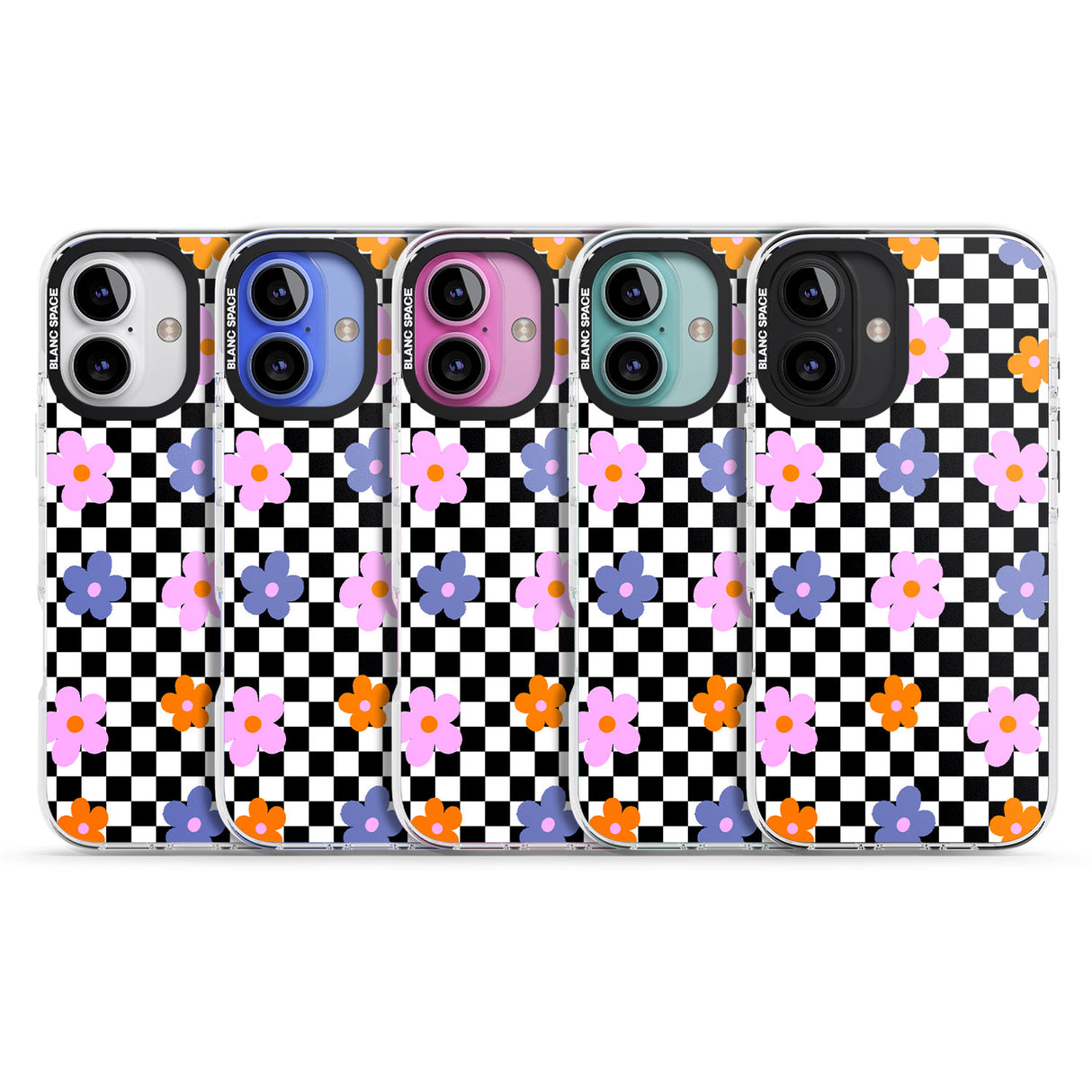 iPhone 16 Pro Max Checkered Blossom Black Impact Phone Case