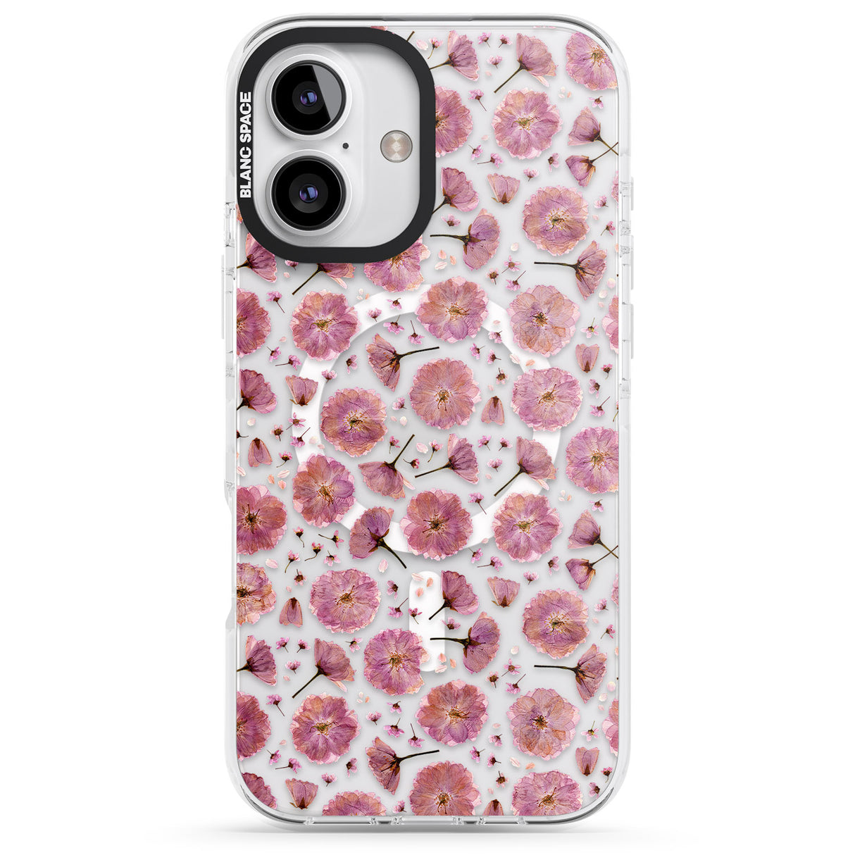 iPhone 16 Pro Max Pink Flowers & Blossoms Transparent Design Black Impact Phone Case