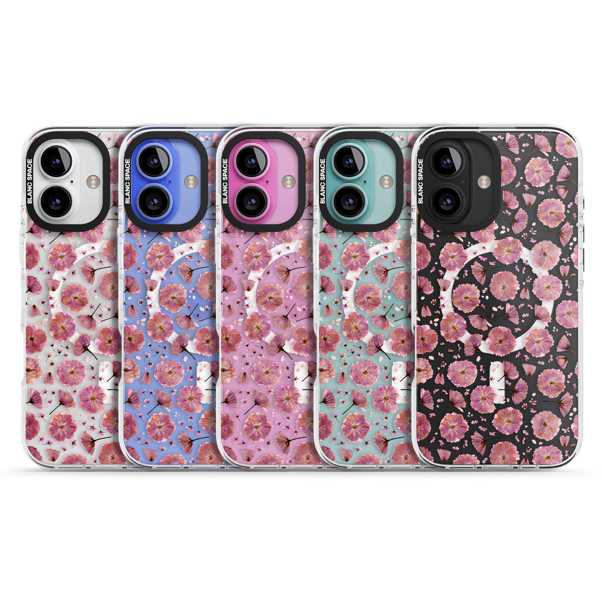 iPhone 16 Pro Max Pink Flowers & Blossoms Transparent Design Black Impact Phone Case