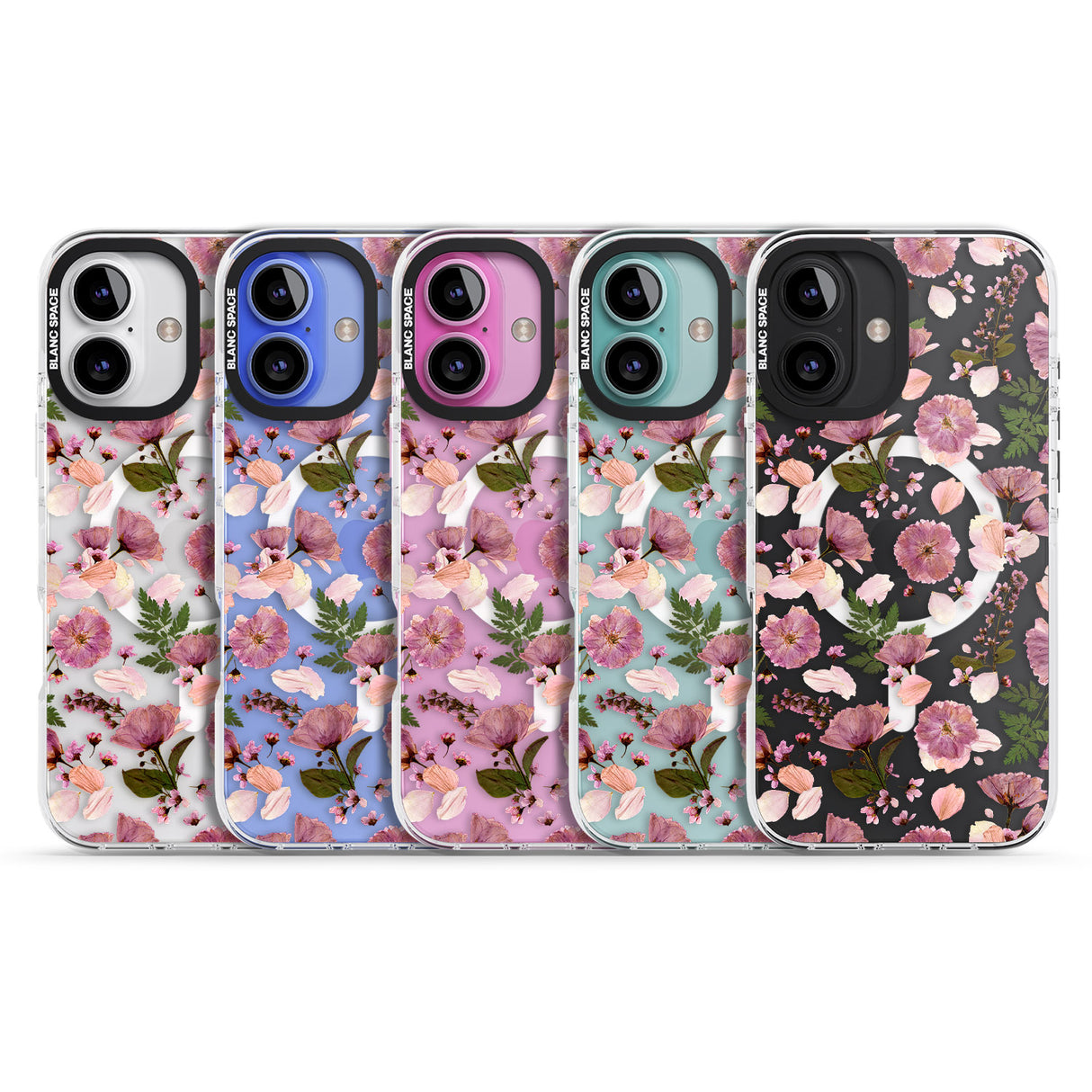 iPhone 16 Pro Max Floral Menagerie Transparent Design Black Impact Phone Case