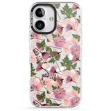 iPhone 16 Pro Max Leafy Floral Pattern Transparent Design Black Impact Phone Case