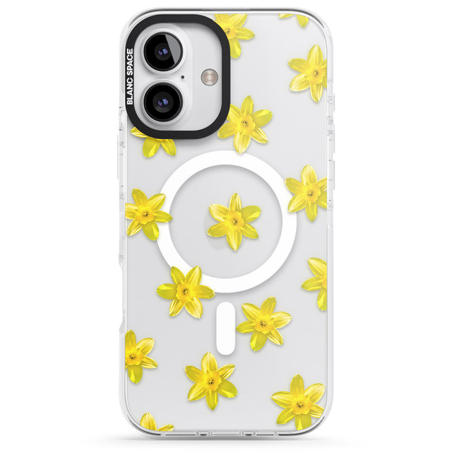 iPhone 16 Pro Max Daffodils Transparent Pattern Black Impact Phone Case