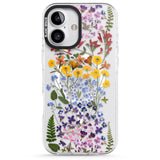 iPhone 16 Pro Max Wild Flower Stripe Design Black Impact Phone Case