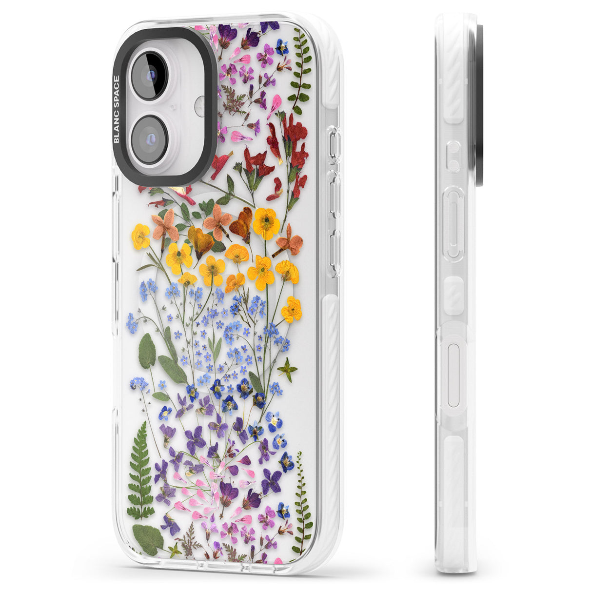 iPhone 16 Pro Max Wild Flower Stripe Design Black Impact Phone Case