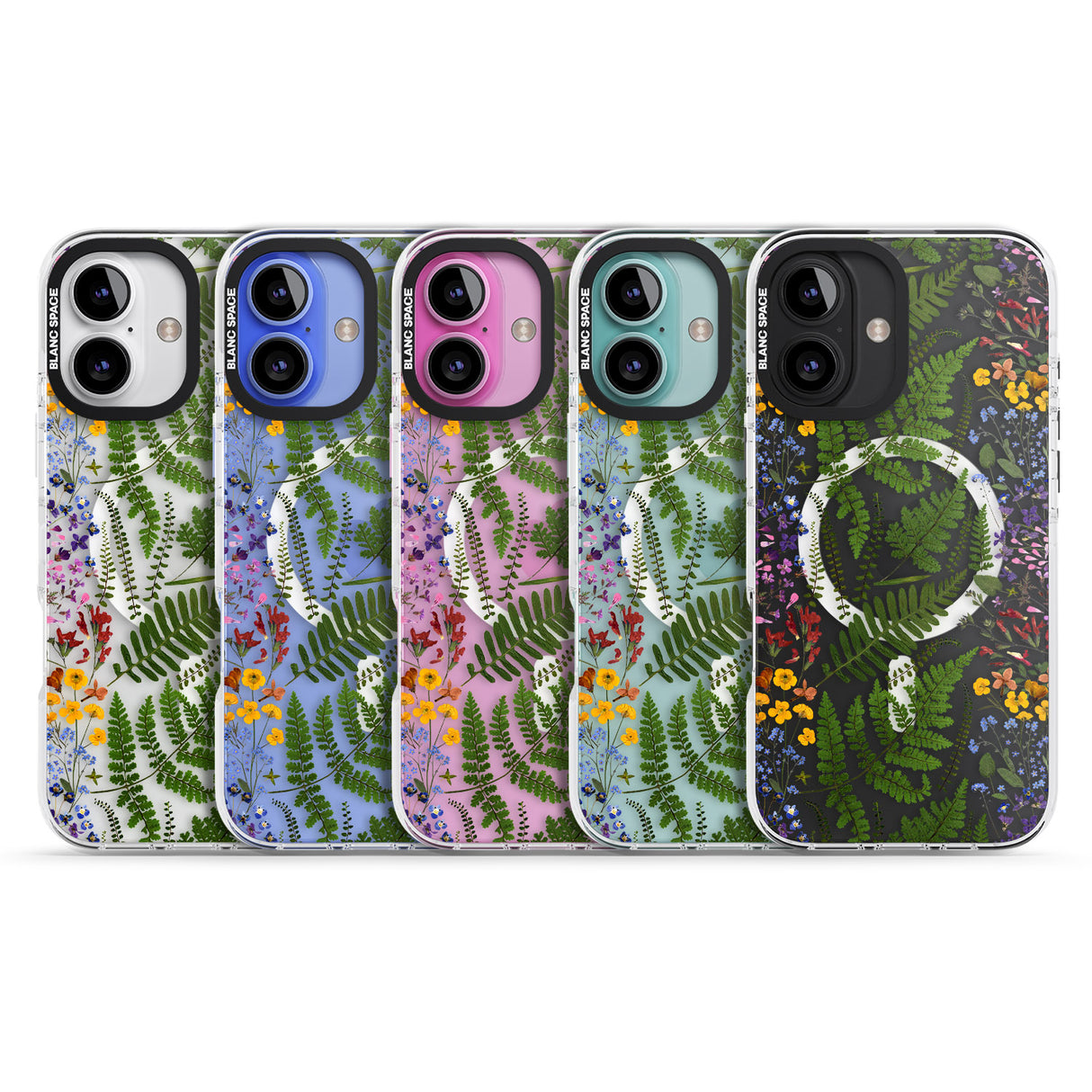 iPhone 16 Pro Max Busy Floral and Fern Design Black Impact Phone Case