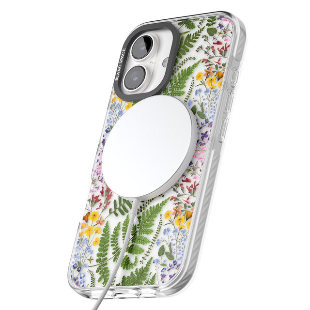 iPhone 16 Pro Max Busy Floral and Fern Design Black Impact Phone Case