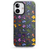 iPhone 16 Pro Max Wildflower Grid Boxes Pattern - Navy Black Impact Phone Case