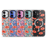 iPhone 16 Pro Max Red Poppy Transparent Floral Black Impact Phone Case