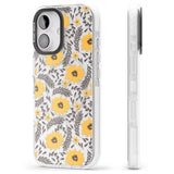 iPhone 16 Pro Max Yellow Blossoms Transparent Floral Black Impact Phone Case