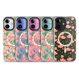 iPhone 16 Pro Max Pink Petals Transparent Floral Black Impact Phone Case