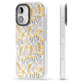 iPhone 16 Pro Max Yellow Leaves Transparent Floral Black Impact Phone Case