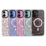 iPhone 16 Pro Max Red Fruits Transparent Floral Black Impact Phone Case