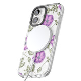 iPhone 16 Pro Max Purple Blossoms Transparent Floral Black Impact Phone Case