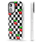 iPhone 16 Pro Max Checkered Cherry Black Impact Phone Case