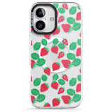 iPhone 16 Pro Max Strawberry Pattern Black Impact Phone Case