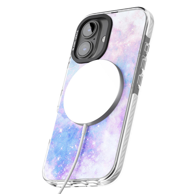 iPhone 16 Pro Max Light Blue Galaxy Pattern Design Black Impact Phone Case