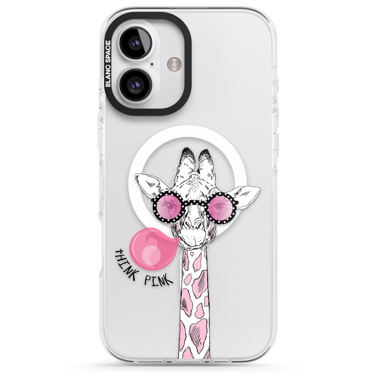 iPhone 16 Pro Max Think Pink Giraffe Black Impact Phone Case