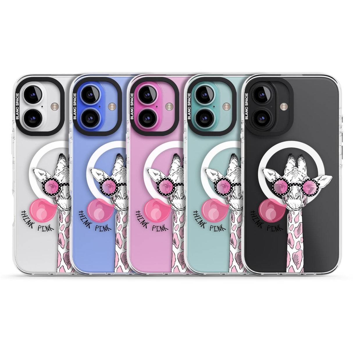 iPhone 16 Pro Max Think Pink Giraffe Black Impact Phone Case