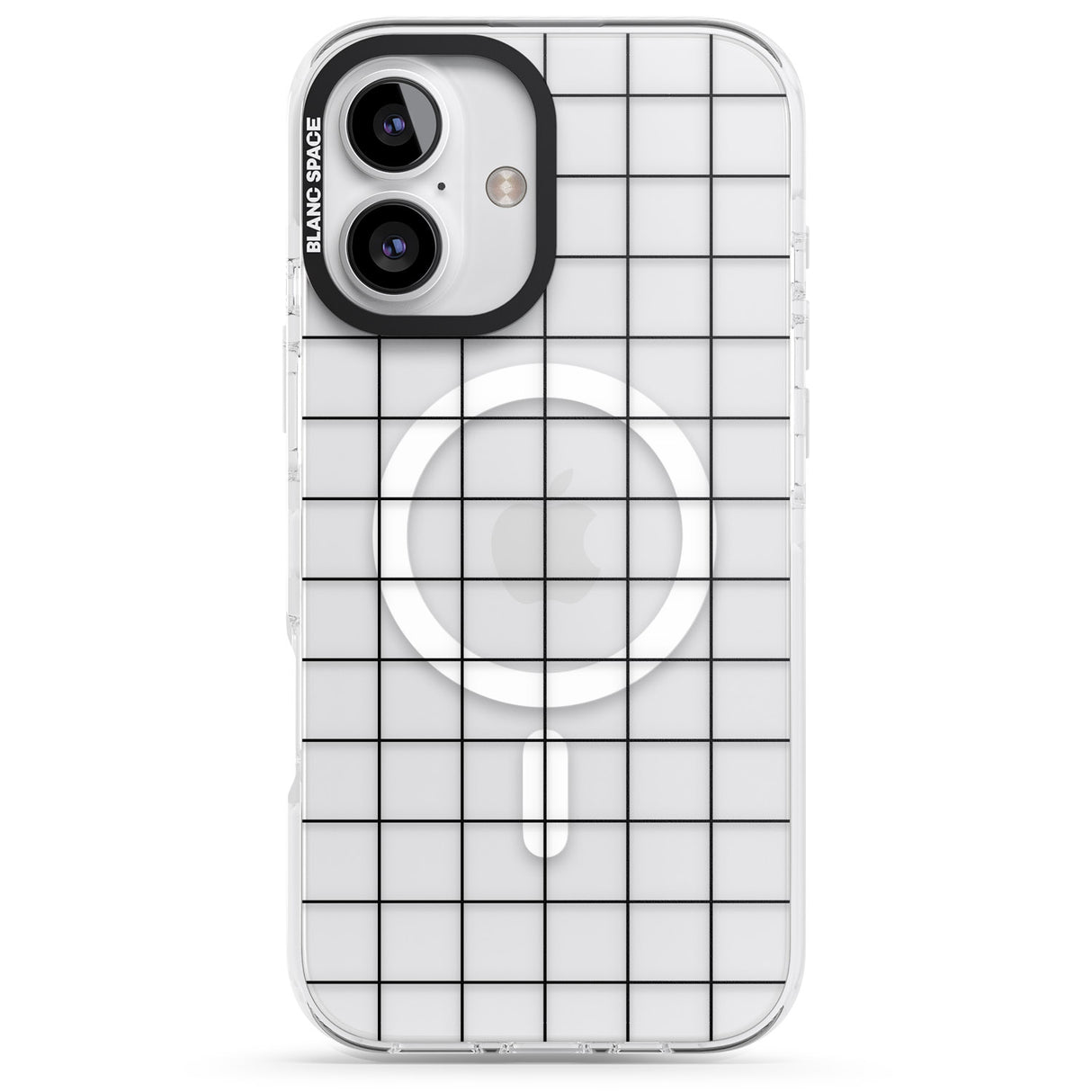 iPhone 16 Pro Max Simplistic Large Grid Pattern Black (Transparent) Black Impact Phone Case