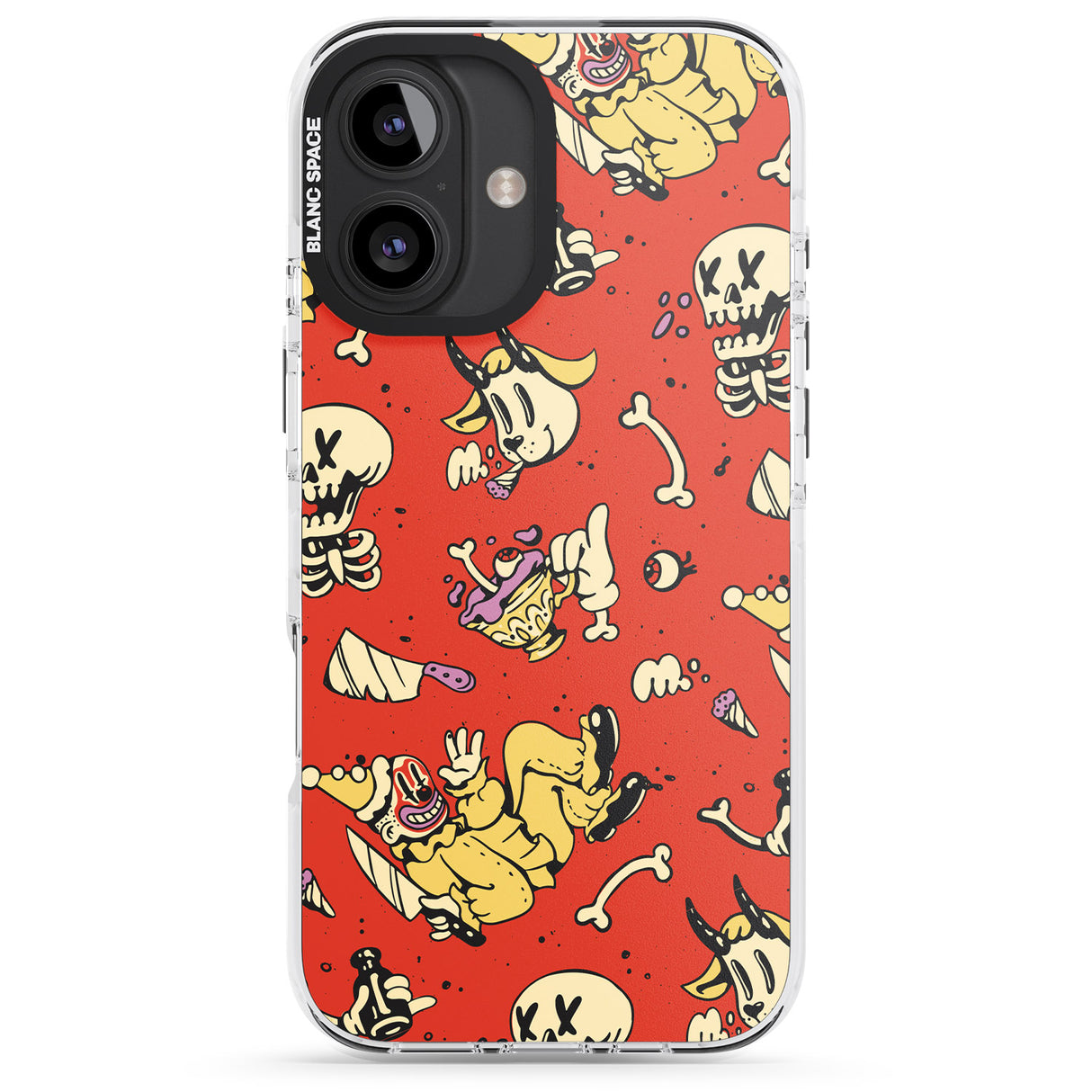 iPhone 16 Pro Max Red Retro Halloween Pattern Black Impact Phone Case