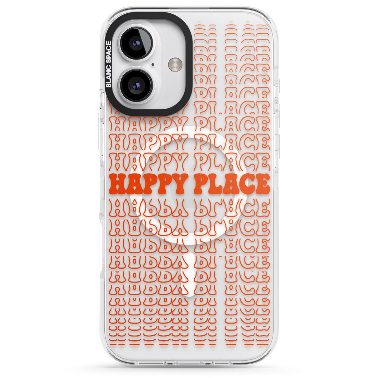 iPhone 16 Pro Max Happy Place (Orange) Black Impact Phone Case + Magsafe