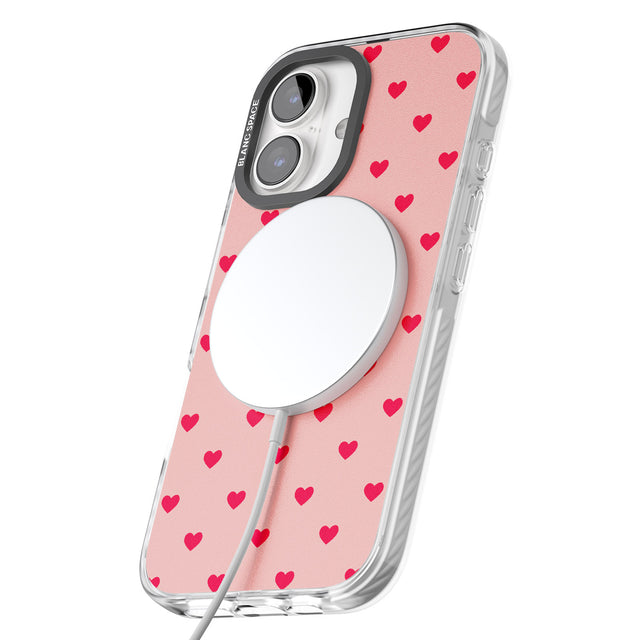 iPhone 16 Pro Max Small Heart Pattern: Red & Pink Black Impact Phone Case