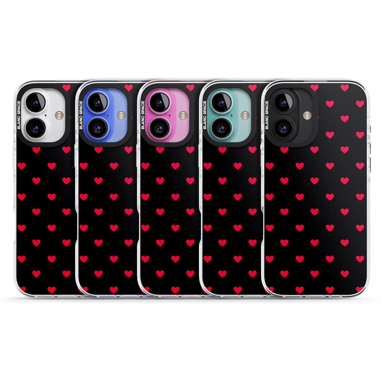 iPhone 16 Pro Max Small Heart Pattern: Red & Black Impact Phone Case