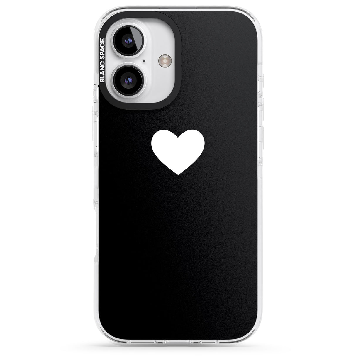 iPhone 16 Pro Max Single Heart Design: White & Black Impact Phone Case