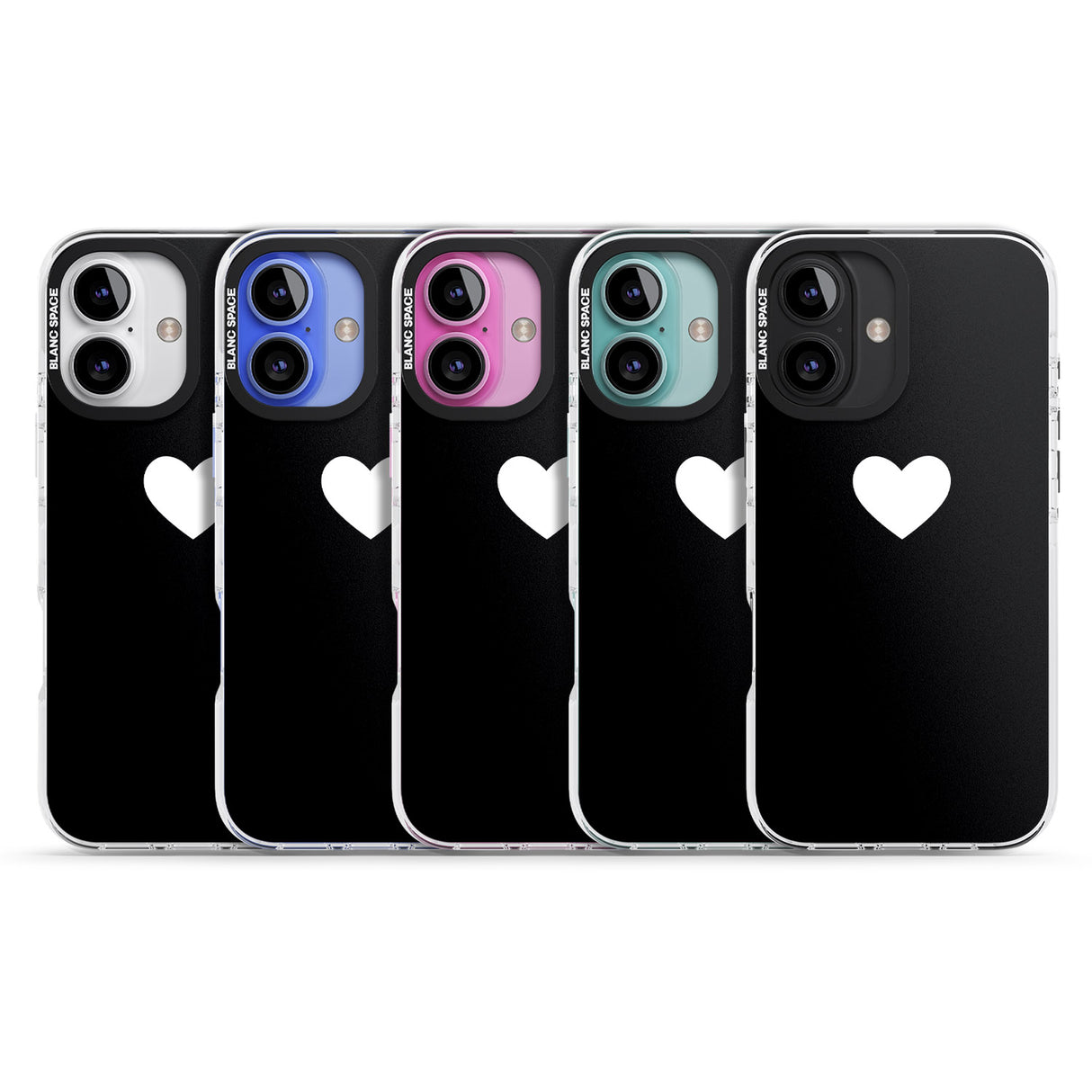 iPhone 16 Pro Max Single Heart Design: White & Black Impact Phone Case