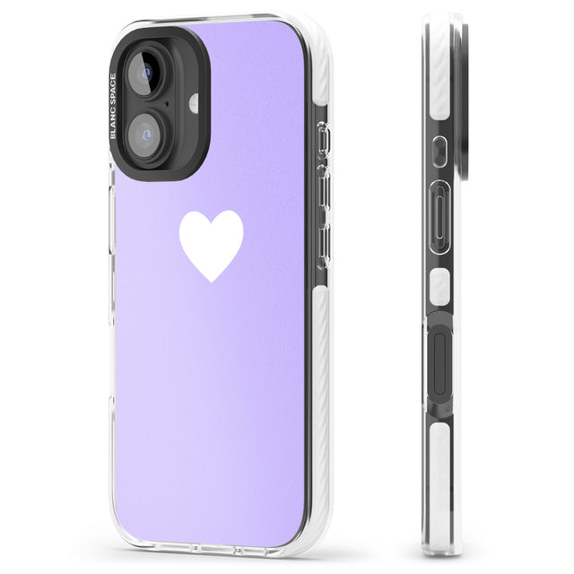 iPhone 16 Pro Max Single Heart White & Pale Purple Black Impact Phone Case