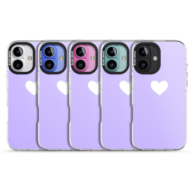 iPhone 16 Pro Max Single Heart White & Pale Purple Black Impact Phone Case