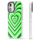 iPhone 16 Pro Max Green Heart Illusion Black Impact Phone Case