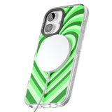 iPhone 16 Pro Max Green Heart Illusion Black Impact Phone Case